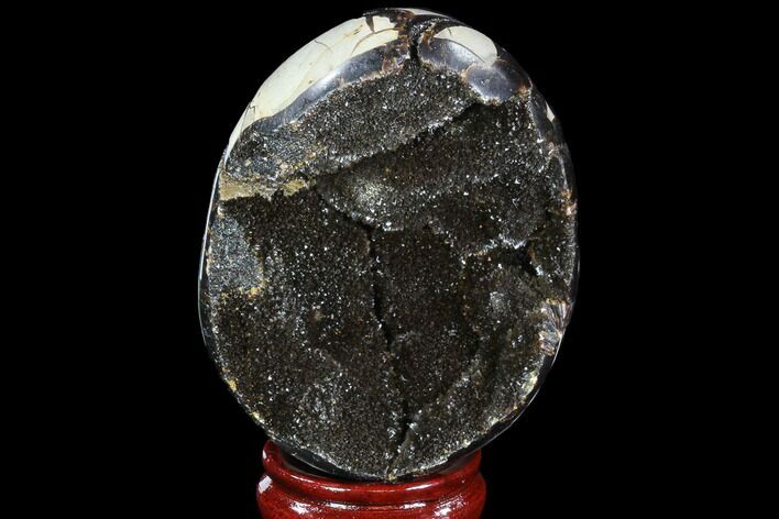 Septarian Dragon Egg Geode - Black Crystals #88331